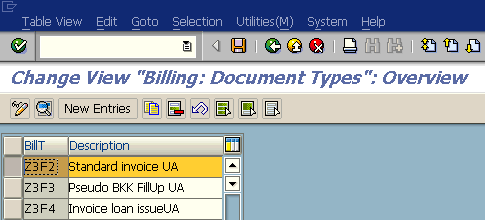 change Billing Document Types using SAP Customization screen