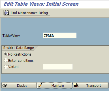 create new parameter id on TPARA SAP table