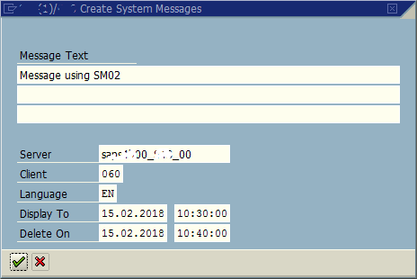 create System Message to display at SAP logon