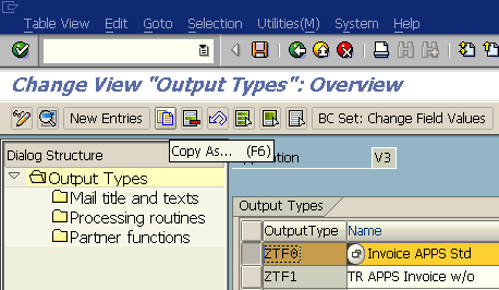 create new output type using copy of an existing output message type