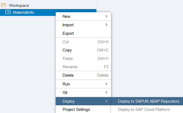 deploy Web IDE project to SAPUI5 ABAP repository