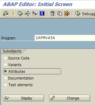 display ABAP program attributes