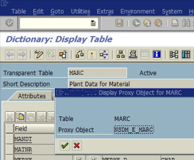 display proxy object for MARC SAP table on S/4HANA