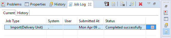 Job Log for Import Graph Viewer Delivery Unit