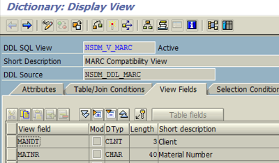 SAP CDS View of MARC database table proxy object