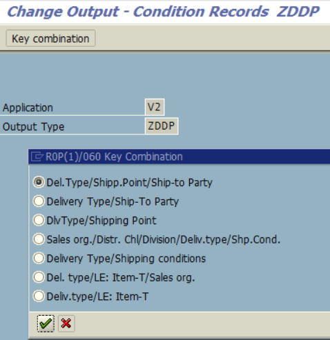 SAP output condition records key combinations in access sequences