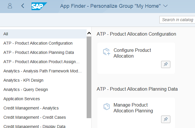 personalize Fiori Launchpad tile group using App Finder