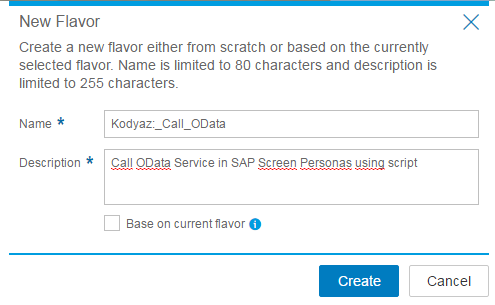 create new SAP Personas flavor for consuming Odata service