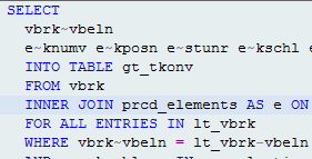 ABAP code where PRCD_ELEMENTS is used in OpenSQL query