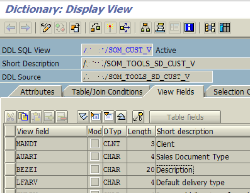 SAP CDS View and DDL Source name in ABAP Dictionary transaction screen