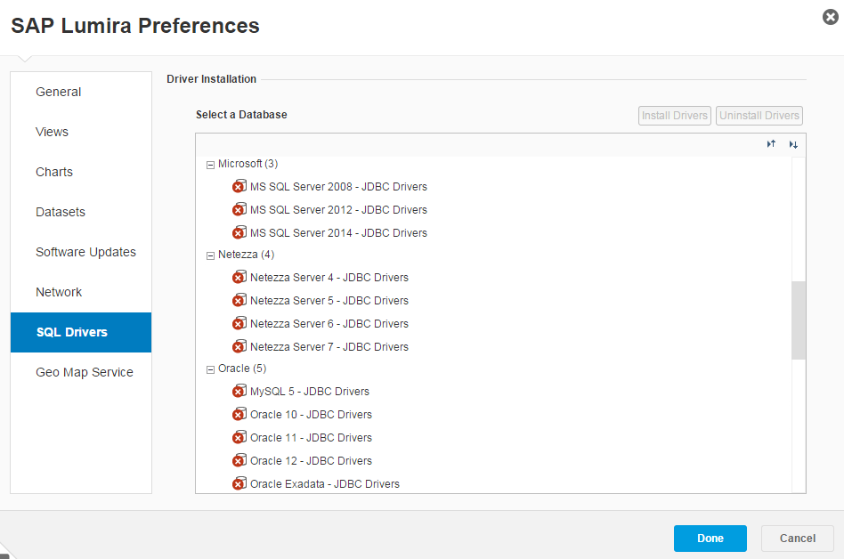 SQL driver installation for SAP Lumira