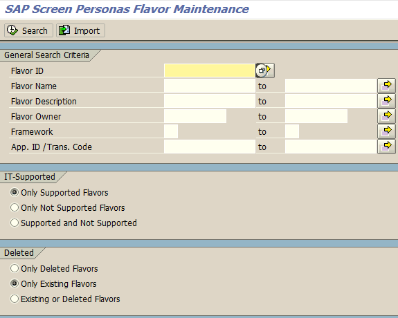 SAP Screen Personas flavor maintenance