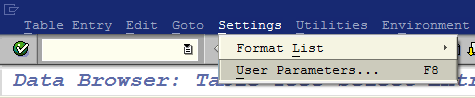 SAP settings for user parameters