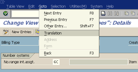 SAP translation menu for Billing Document Type text