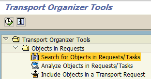 search for objects in requests/tasks using SAP Transport Organizer Tools