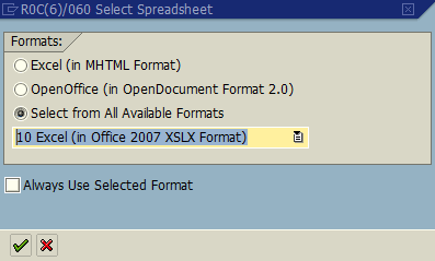 select spreadsheet format for IDoc export as Excel
