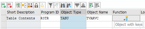 select table data using key values to transfer in transport request