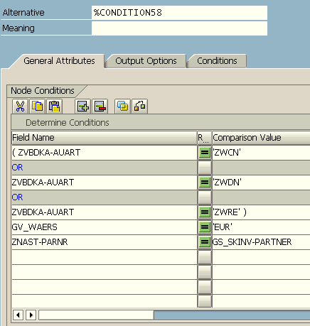 building complex conditions in SAP Smartform