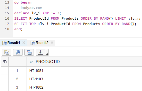 select random rows in SAP HANA database using SQLScript