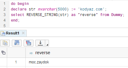 SQL string reverse function sample in SAP HANA