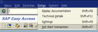 set start transaction for SAP user
