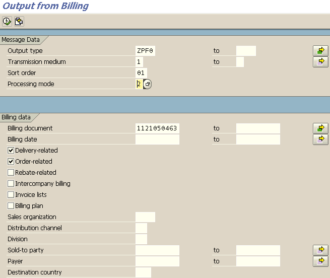 VF31 SAP transaction to print billing output or reprocess invoice list