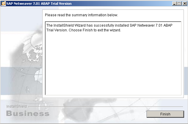 SAP Netweaver installation completed by Installshield Wizard