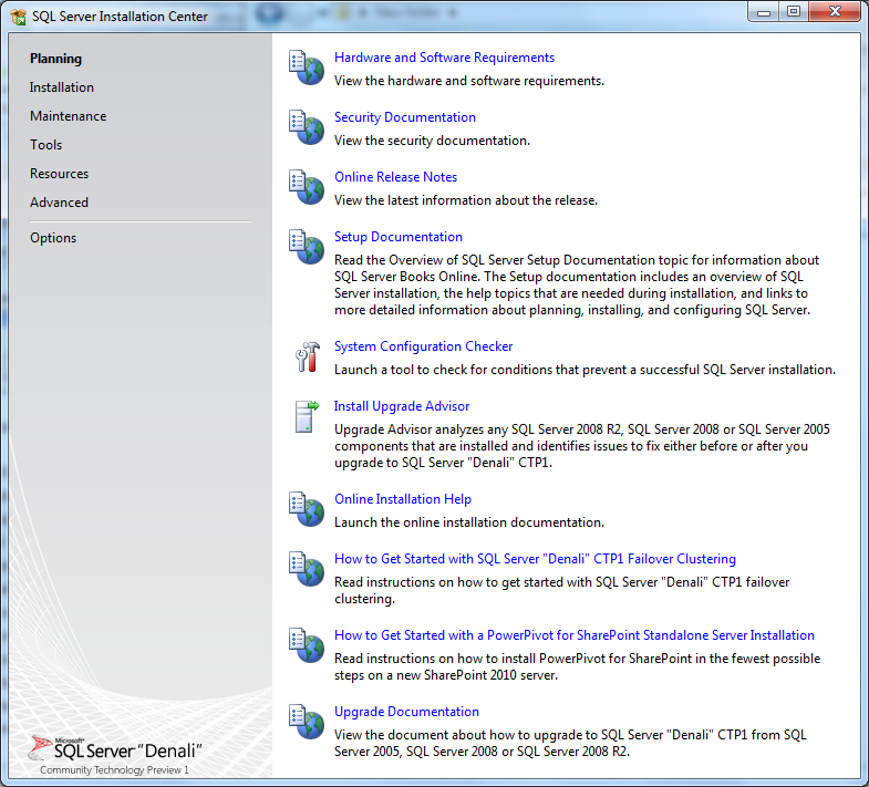 Microsoft SQL Server 2011 installation server Denali CTP1 Microsoft SQL Server 2011 installation server Denali CTP1