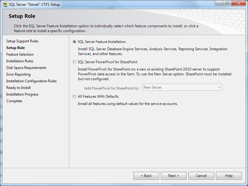 MS SQL Server 2012 setup roles