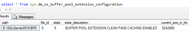 Query buffer pool extension files in SQL Server 2014