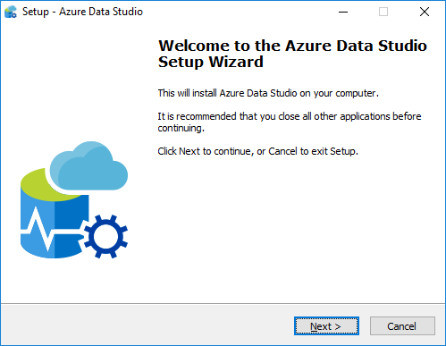 Azure Data Studio Setup Wizard for SQL Server 2019