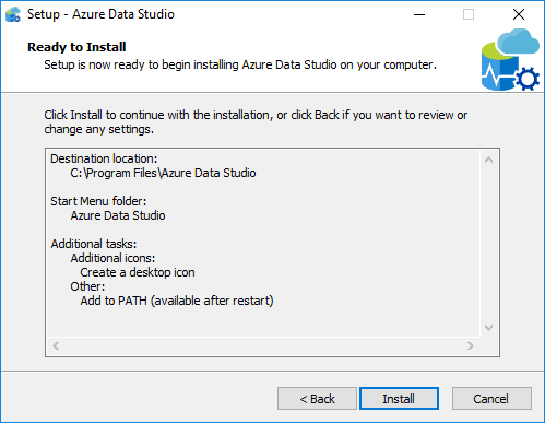 start installing Azure Data Studio