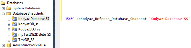 refresh database snapshot using SQL Server stored procedure