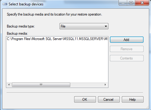 SQL Server 2012 database backup file