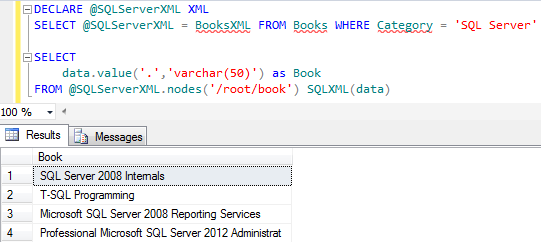 XML query sample on SQL Server 2012