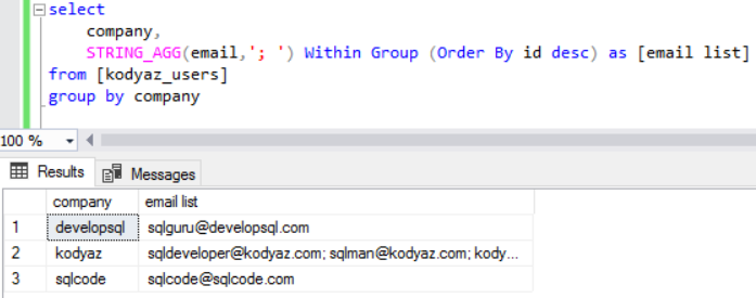 string concatenation function String_Agg with NULL values on SQL Server 2017