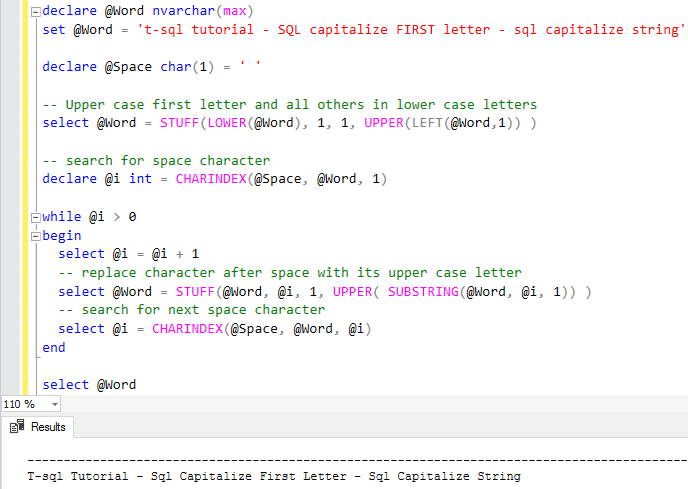SQL code to capitalize string and convert to upper case of first characters after space