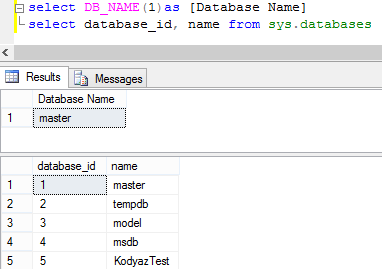 get database name using DB_NAME() function