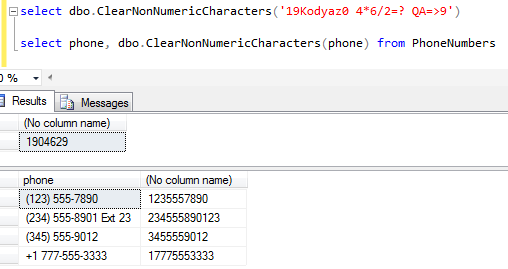 clearing non-numeric values in a string expression in SQL Server