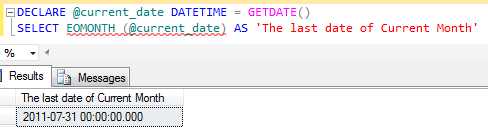SQL last date of month calculation in SQL Server 2012