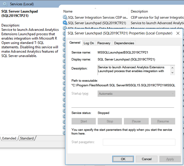 SQL Server Launchpad service in stopped status