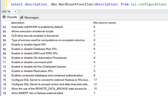 SQL word count function for database programmer