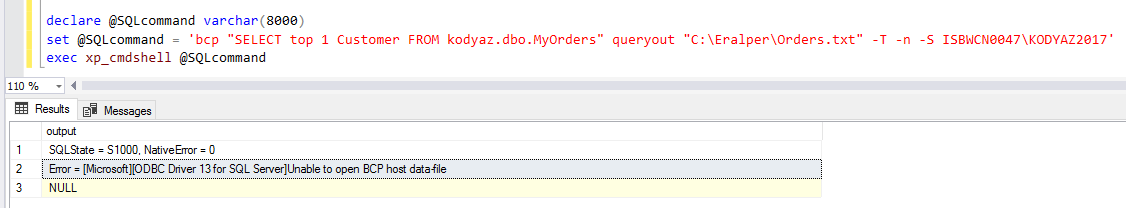 SQL Server Unable to open BCP host data-file error