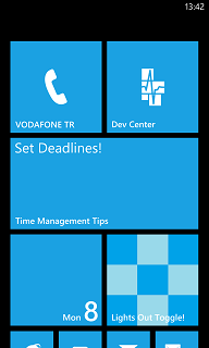 time management app pinned at Windows Phone start screen