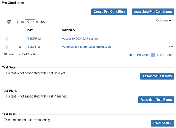 test sections for Test Jira issue type