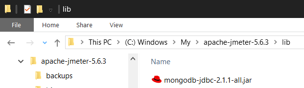 MongoDB JDBC driver in JMeter lib folder