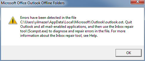 use Inbox repair tool Scanpst.exe