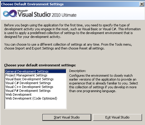 microsoft-visual-studio-2010-default-environment-settings