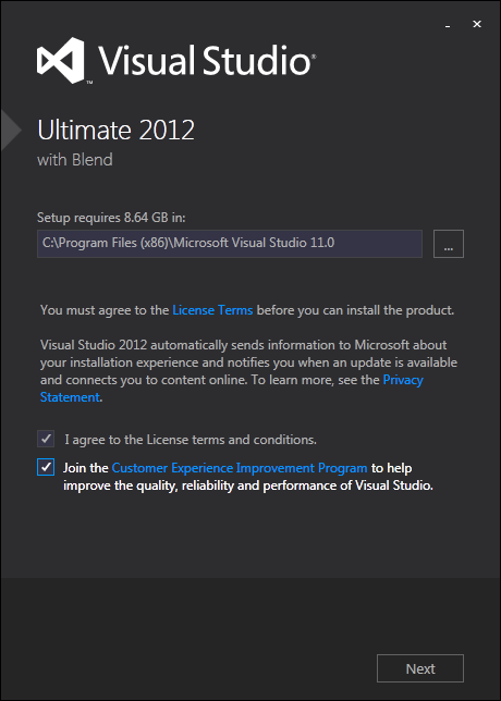install Visual Studio 2012 with Blend