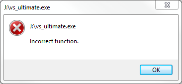 vs_ultimate.exe Incorrect function. Visual Studio 2012 setup error